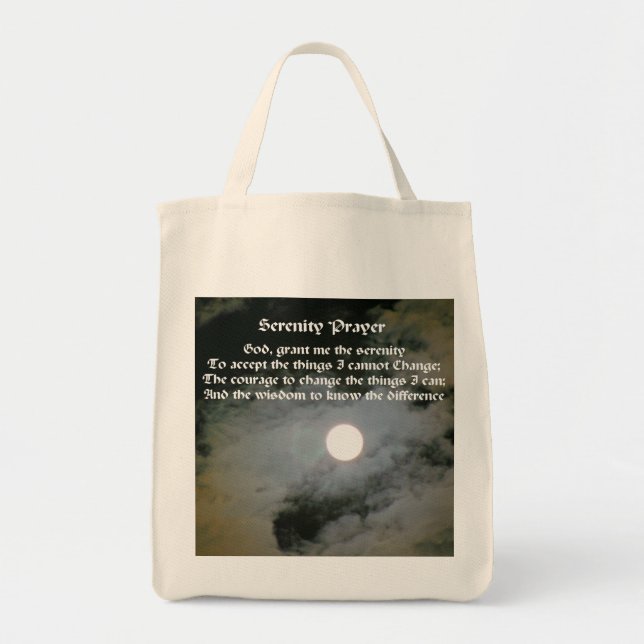 Serenity Prayer Full Moon Inspirational Tote Bag (Front)
