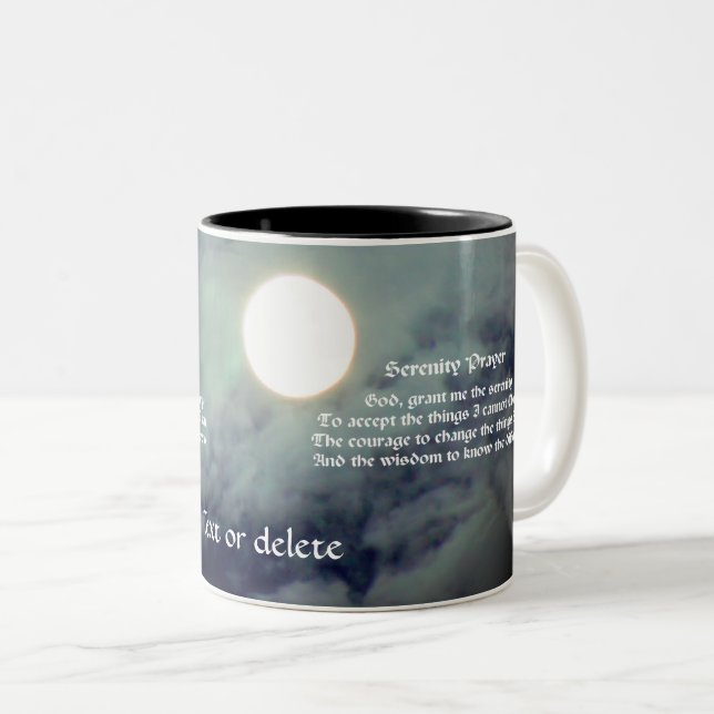 Serenity Prayer Full Moon Inspirational  Two-Tone Coffee Mug (Front Right)