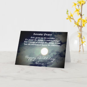 Serenity Prayer Full Moon Personalised Birthday  Card