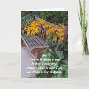 Serenity Prayer Garden Bench Floral Card
