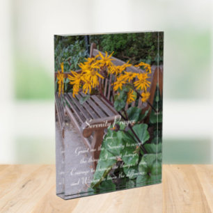 Serenity Prayer Garden Bench Floral Photo Block