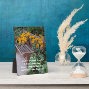 Serenity Prayer Garden Bench Floral Plaque