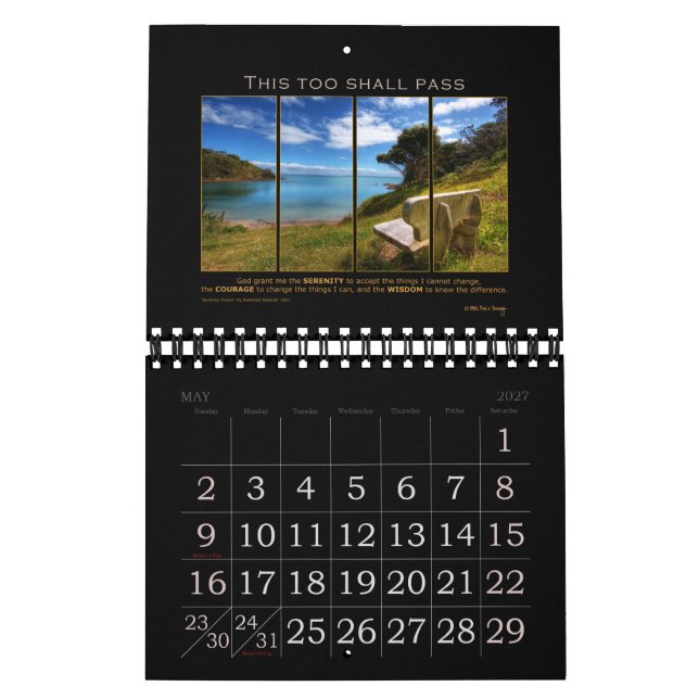 Serenity Prayer God Grant Quote Slogan Recovery Calendar (May 2027)