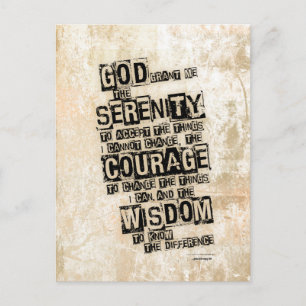 Serenity Prayer: Grunge Black & Tan, Recovery Postcard