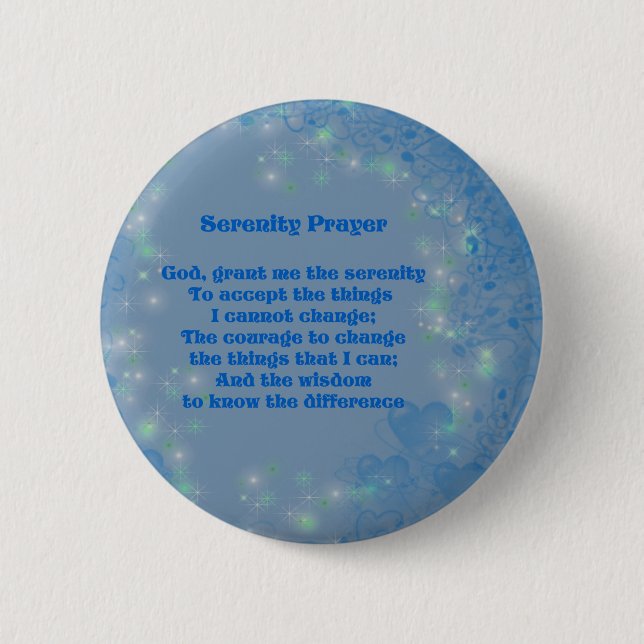Serenity Prayer Hearts Inspirational  6 Cm Round Badge (Front)