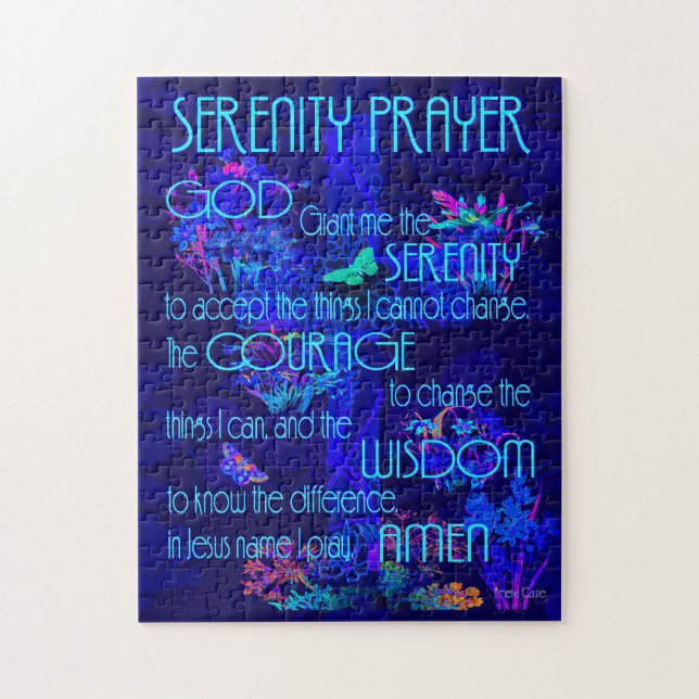 Serenity Prayer in Blue Jigsaw Puzzle (Vertical)