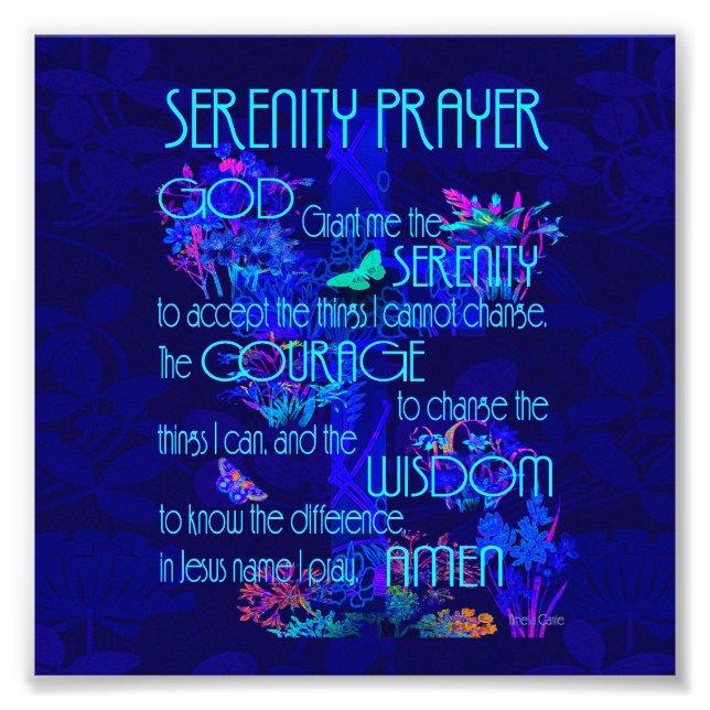 Serenity Prayer in Blue Photo Print (Front)