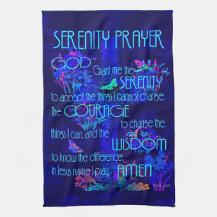 Serenity Prayer in Blue Tea Towel