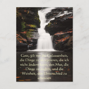 Serenity Prayer in German, Waterfall Postcard