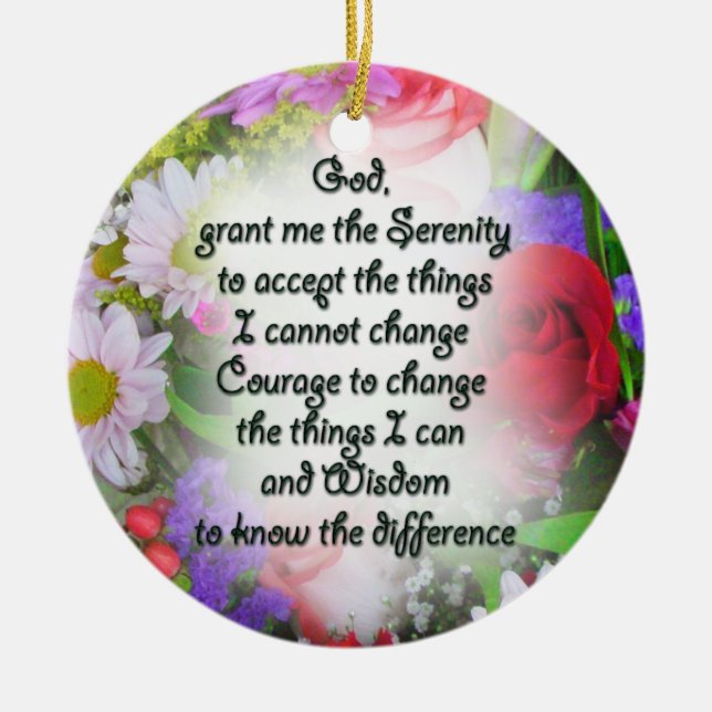 Serenity Prayer Inspiration in Bouquet Design Meta Ceramic Ornament (Front)