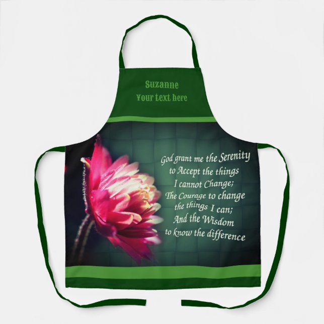 Serenity Prayer Inspirational Flower Personalised Apron (Front)