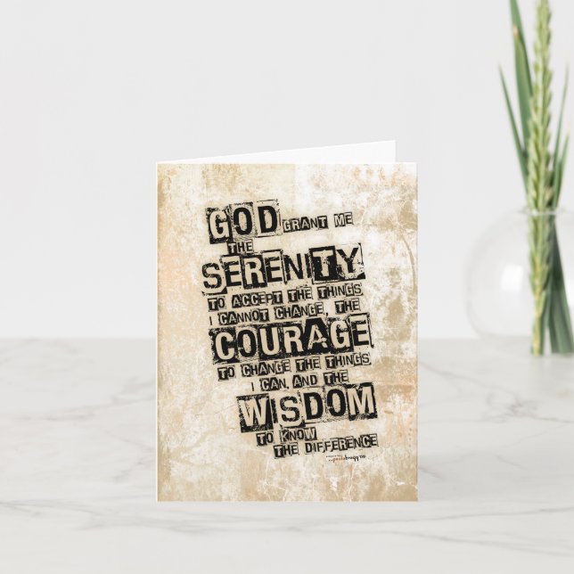 Serenity Prayer: Inspirational Grunge recovery Card (Front)