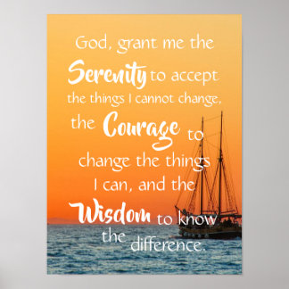 Serenity Prayer Inspirational Ocean Nautical Poster