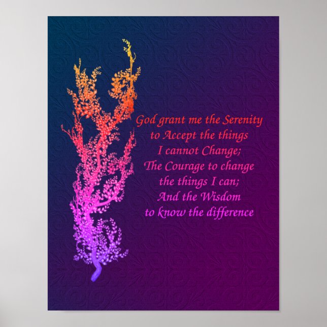 Serenity Prayer Inspirational Prayer Black  Poster (Front)