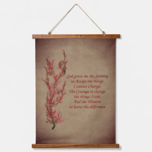 Serenity Prayer Inspirational Prayer Floral Hanging Tapestry