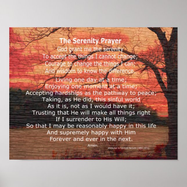 Serenity Prayer inspirational quote on nature art Poster (Front)