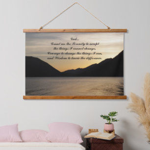 Serenity Prayer Lake Sunset Landscape Hanging Tapestry