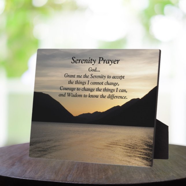 Serenity Prayer Lake Sunset Landscape Plaque (In Situ)