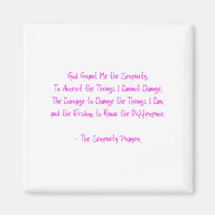 Serenity Prayer Magnet PINK Recovery Hope Love