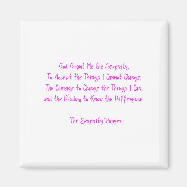Serenity Prayer Magnet PINK Recovery Hope Love (Front)