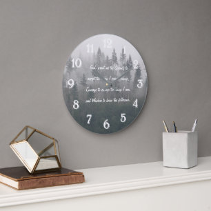 Serenity Prayer Misty Forest Large Clock
