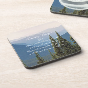 Serenity Prayer Misty Mountains Landscape Coaster