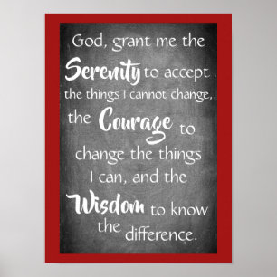Serenity Prayer Modern Grey Chalkboard Poster