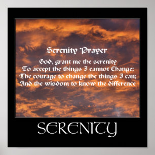Serenity Prayer Morning Sky Inspirational Poster
