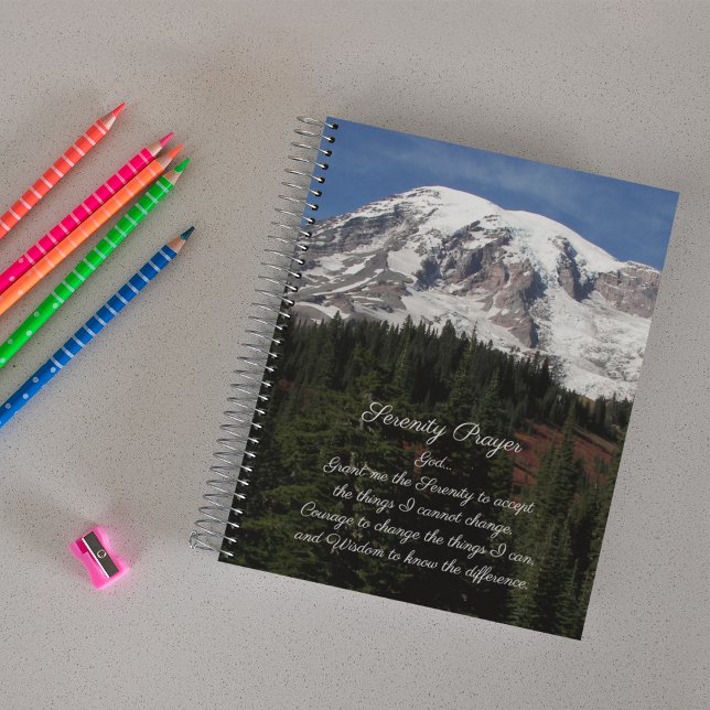 Serenity Prayer Mount Rainier Landscape Notebook (In Situ)