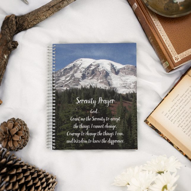 Serenity Prayer Mount Rainier Landscape Notebook (In Situ)