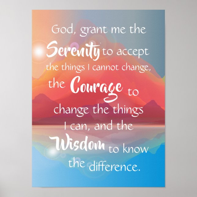 Serenity Prayer Mountain Sunset Sunrise Wall  Poster (Front)