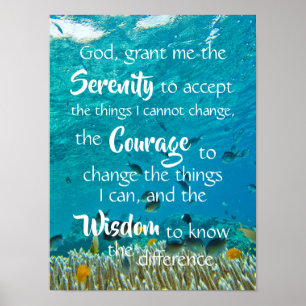 Serenity Prayer Ocean Fish Meditation Poster