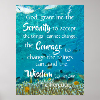 Serenity Prayer Ocean Fish Meditation Poster