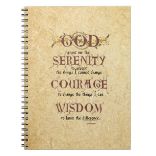 Serenity Prayer: Old English Antique, Strength/Rec Notebook
