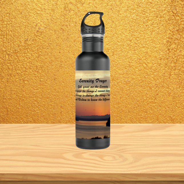 Serenity Prayer Orange Seascape Sunset 710 Ml Water Bottle (In Situ)