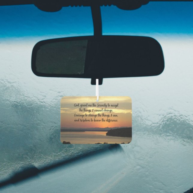 Serenity Prayer Orange Seascape Sunset Car Air Freshener (In Situ)
