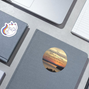 Serenity Prayer Orange Seascape Sunset Classic Round Sticker