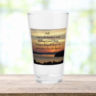Serenity Prayer Orange Seascape Sunset Glass