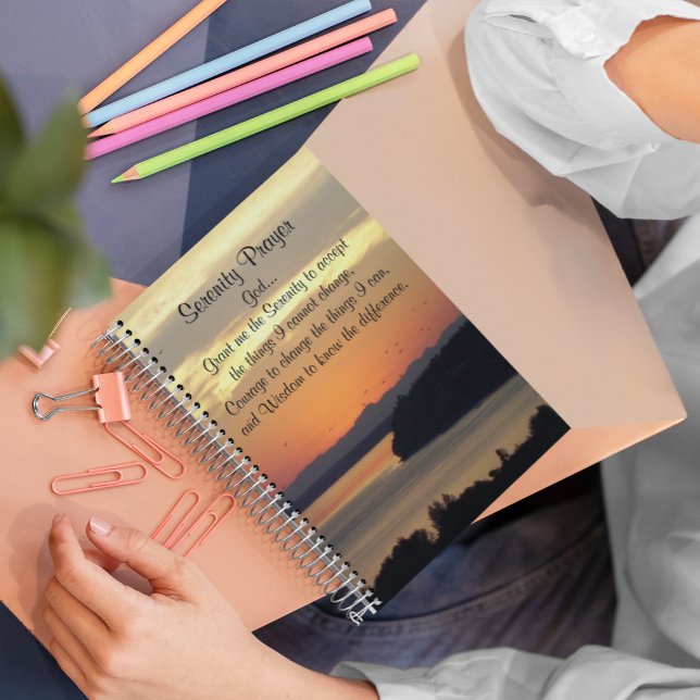 Serenity Prayer Orange Seascape Sunset Notebook (In Situ)