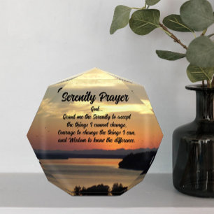 Serenity Prayer Orange Seascape Sunset Photo Block