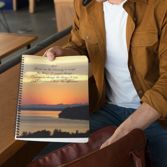 Serenity Prayer Orange Seascape Sunset Photo Notebook (In Situ)
