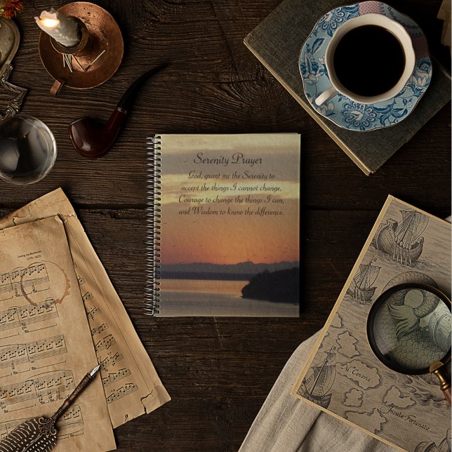 Serenity Prayer Orange Seascape Sunset Photo Planner (In Situ)