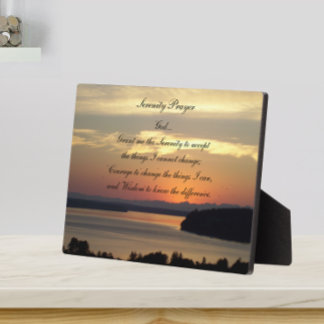 Serenity Prayer Orange Seascape Sunset Plaque