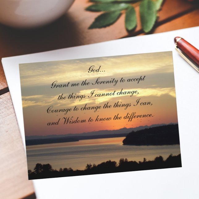 Serenity Prayer Orange Seascape Sunset Postcard (Creator Uploaded)