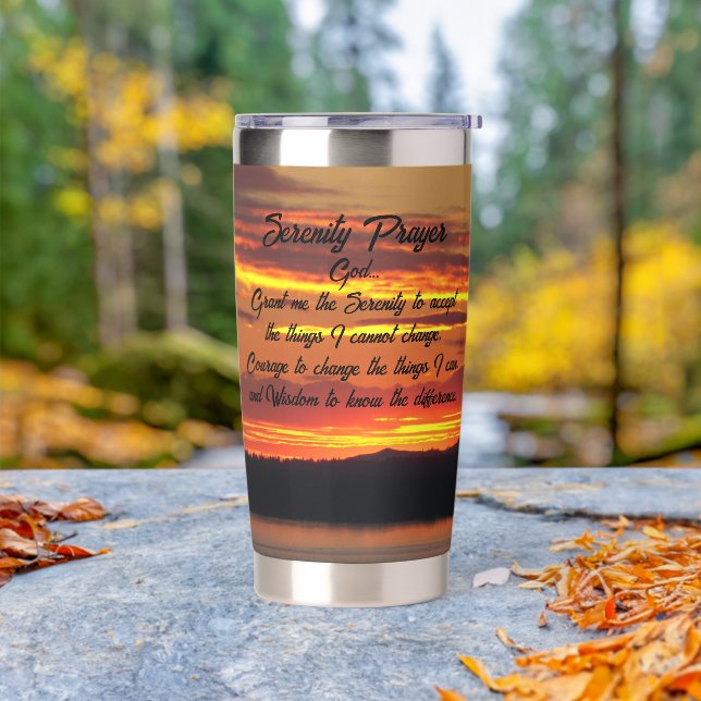 Serenity Prayer Orange Sunset Landscape Insulated Tumbler (Outdoor)