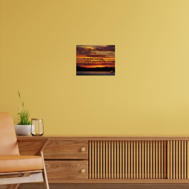 Serenity Prayer Orange Sunset Landscape Poster (Living Room 2)