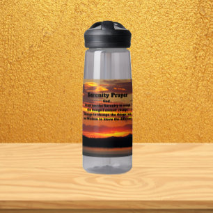 Serenity Prayer Orange Sunset Landscape Water Bottle