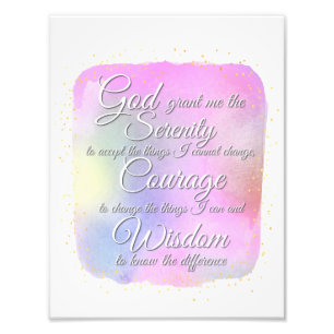 Serenity Prayer Pink and Gold Dots Photo Print