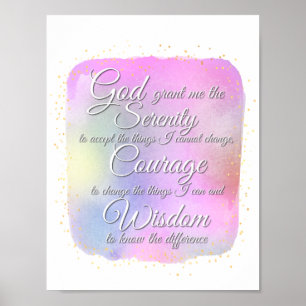 Serenity Prayer Pink and Gold Dots Poster