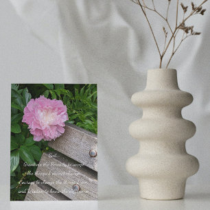 Serenity Prayer Pink Peony and Bench Floral Blank Card